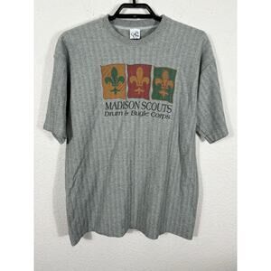Vintage Madison Scouts Drum & Bugle Corps T Shirt Size L Green Single Stitch